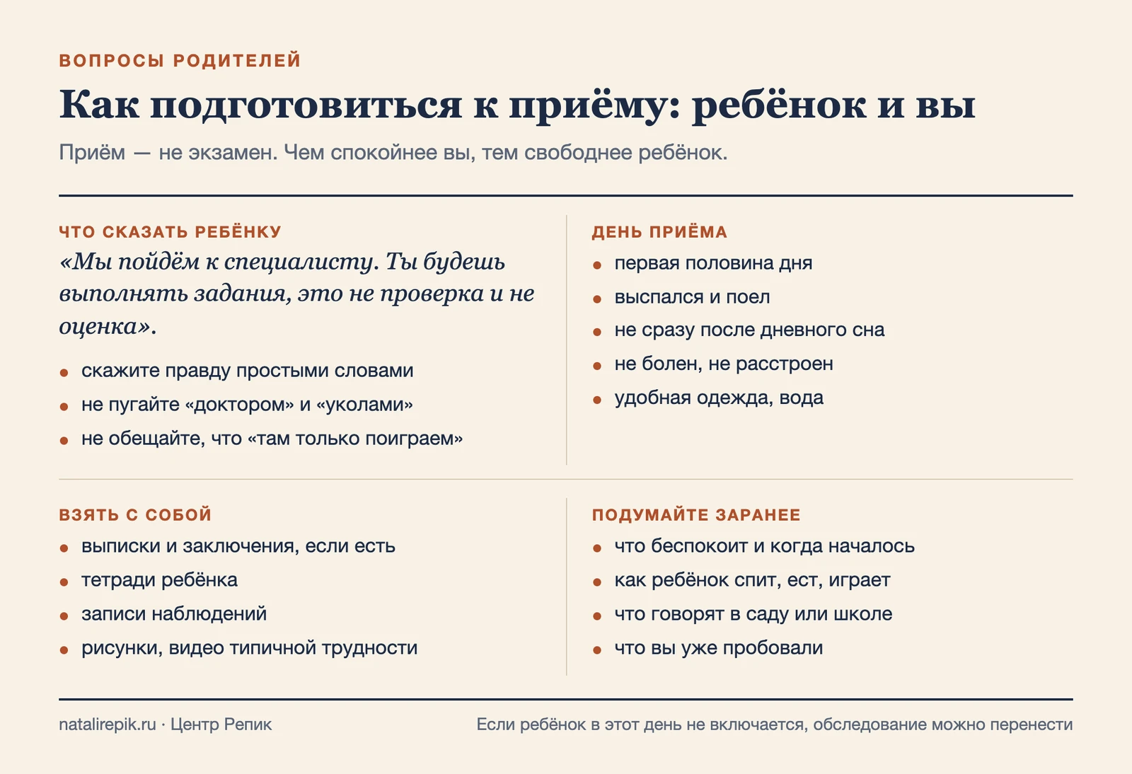 Лист: что сказать ребёнку, как выбрать день приёма, что взять с собой и о чём подумать заранее