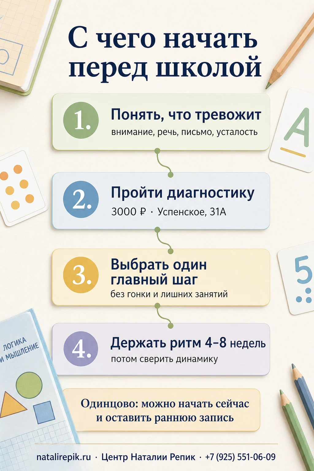 Памятка для семьи из Одинцово: с чего начать подготовку к школе перед первым классом