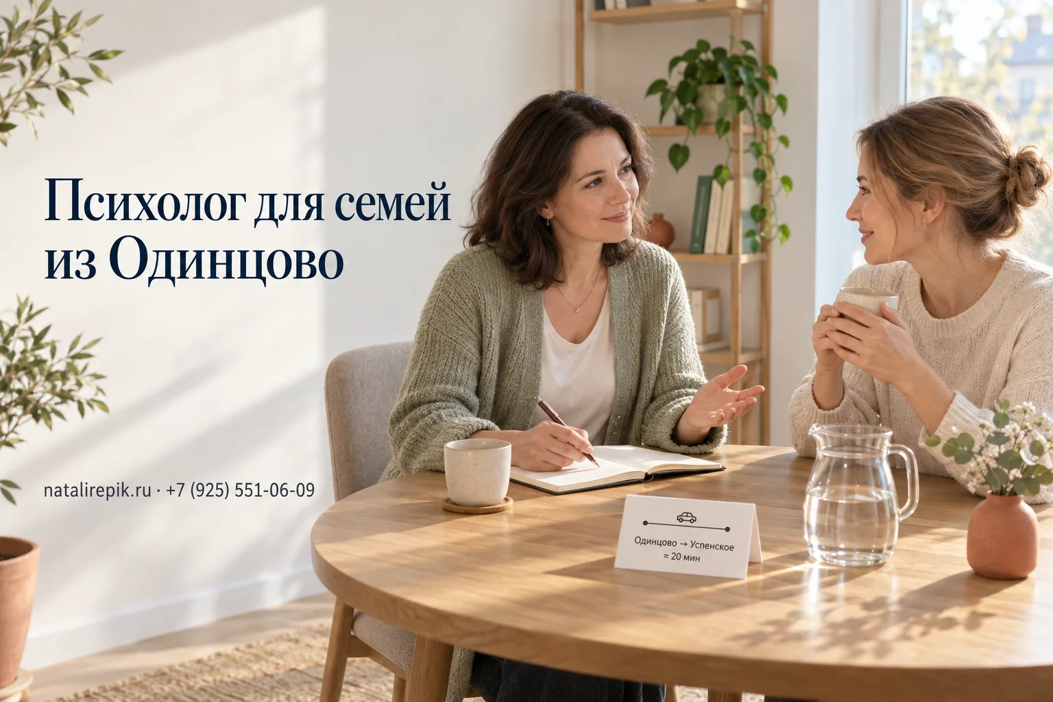 Психолог центра разговаривает с мамой на первой консультации в Успенском, куда семьи приезжают из Одинцово
